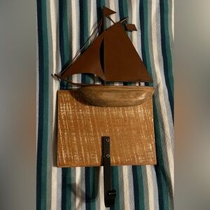 Wooden and metal Sailboat Wall Hook